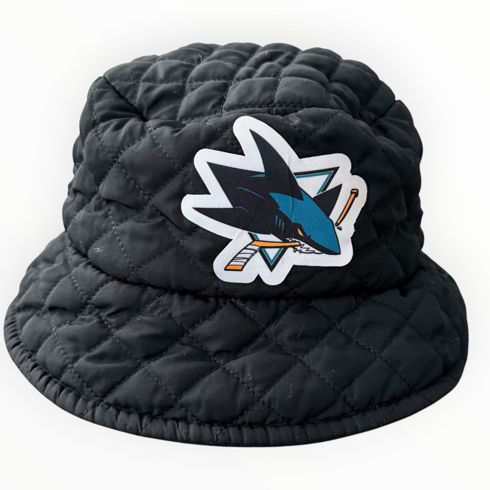 Quilted Bucket Hat San Jose Sharks NHL Hockey Black Blue White